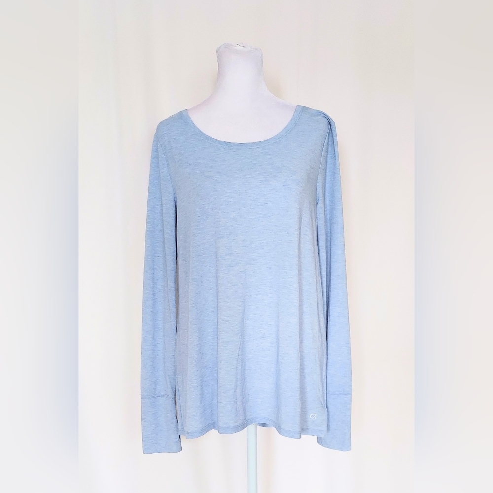 Gap Fit Breath Long Sleeve Open Back Top Blue Size Small